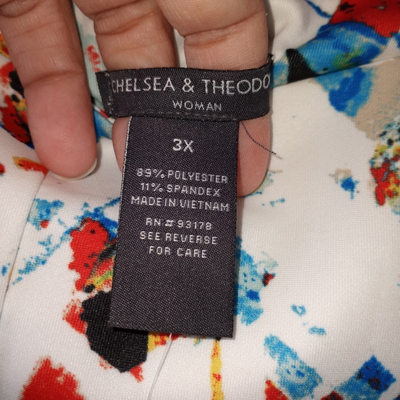NWT Chelsea & Theodore Vivid Colors Abstract Scuba Skirt 3X - Picture 3 of 10